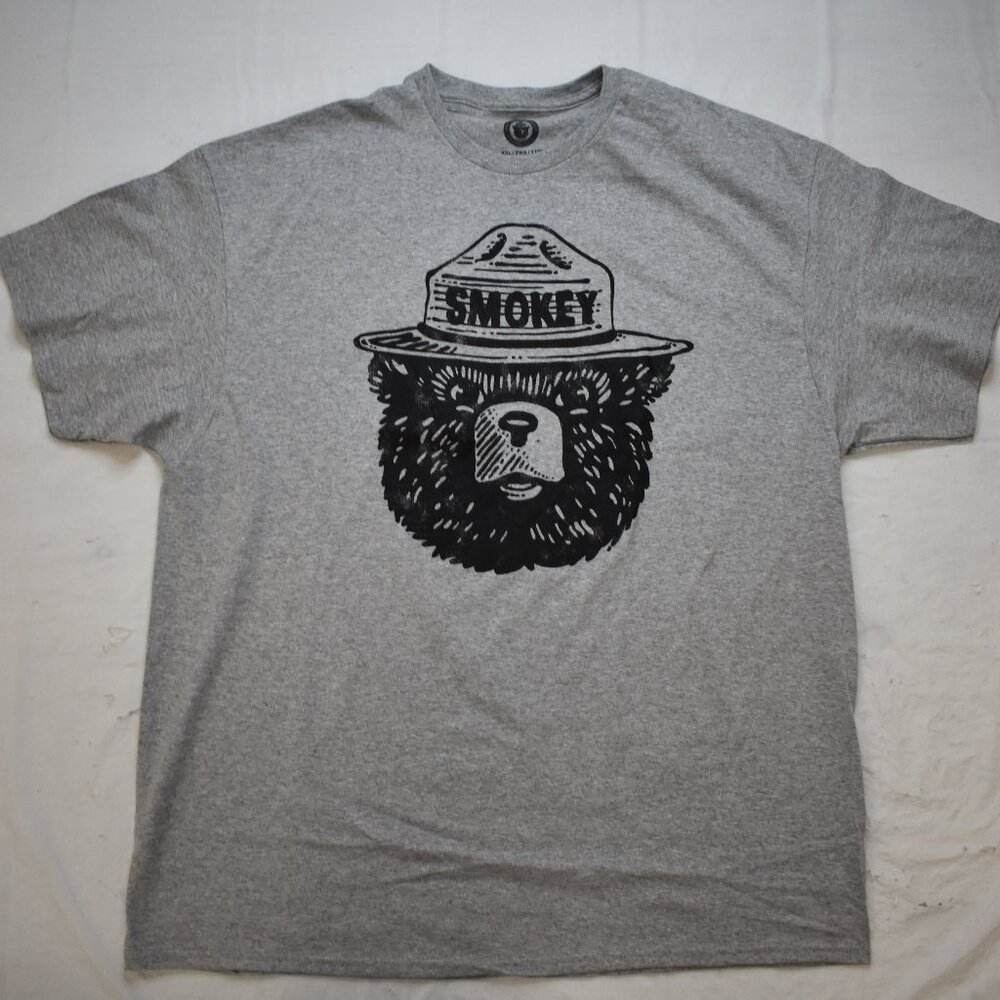 Smokey Bear Mens Smokey Bear Face Gray Shirt New 2XL
